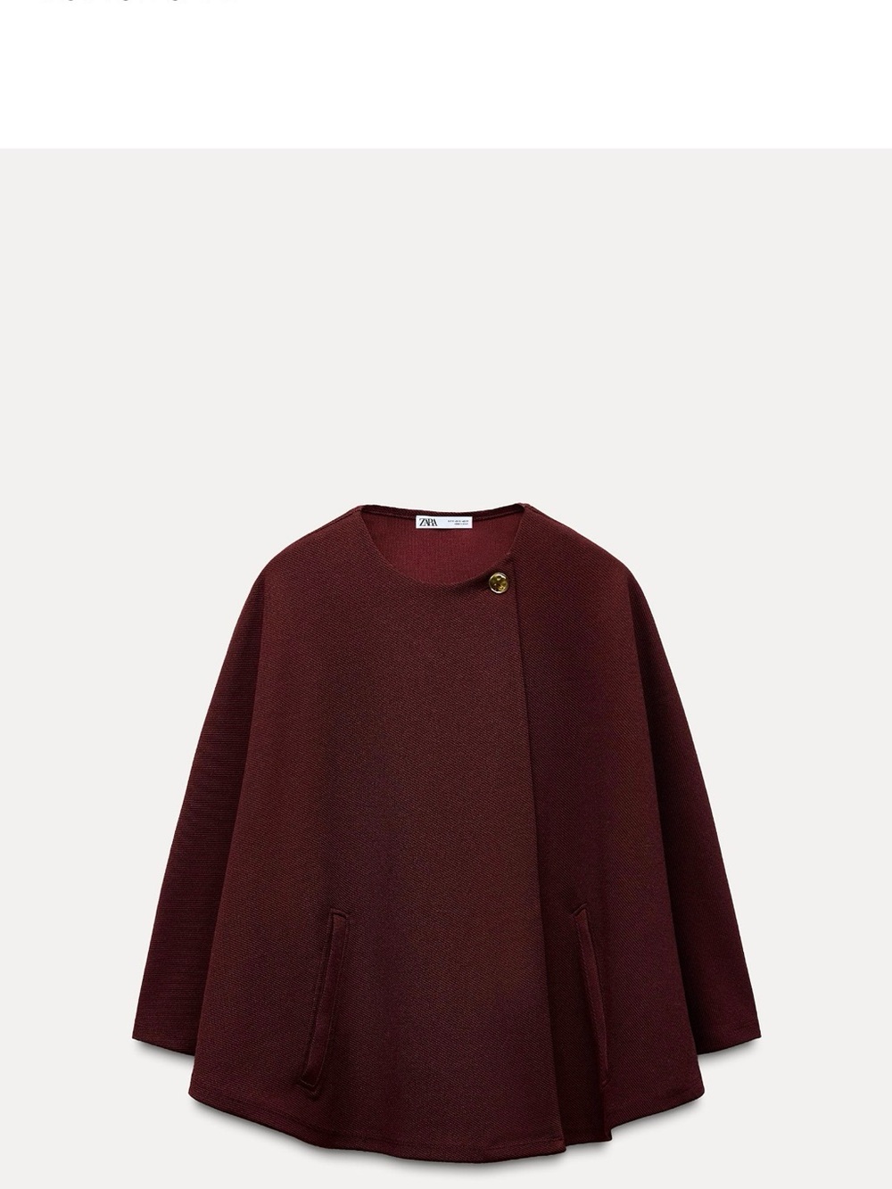 Zara Burgundy Single-Button Cape Coat